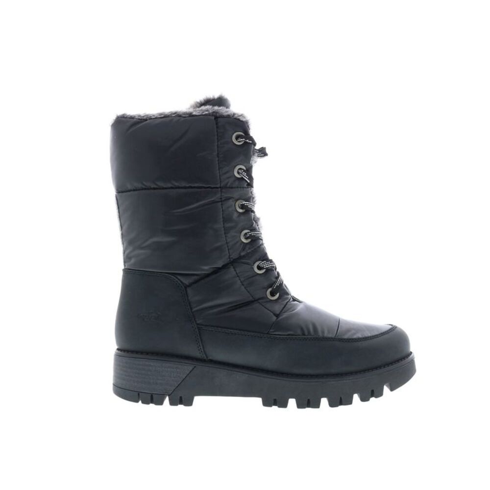 Bos. & Co. Black Quilted Lace-Up Faux-Fur Trim Heeled Winter Boots